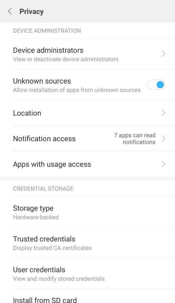 Check Unknown Sources Android