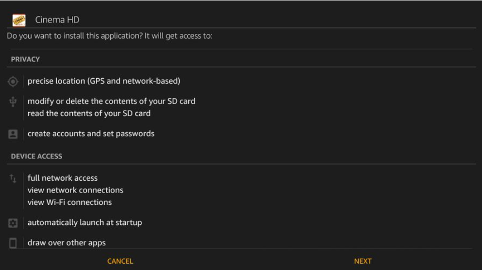 Install cinema APK on firestick