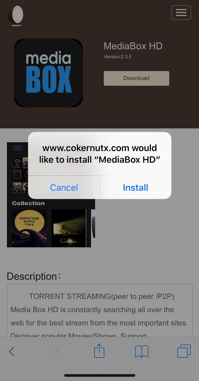 Install MediaBox HD on ios using Cokernutx