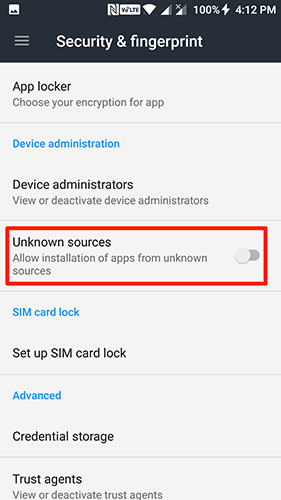 Enable Unknown Sources