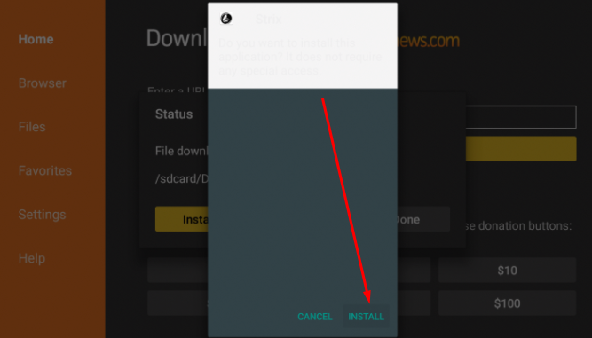 Install Strix APK on FireStick