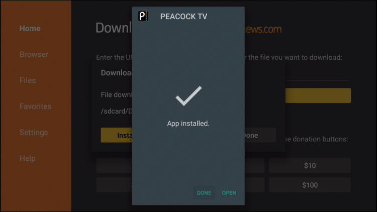 peacock tv installed firestick