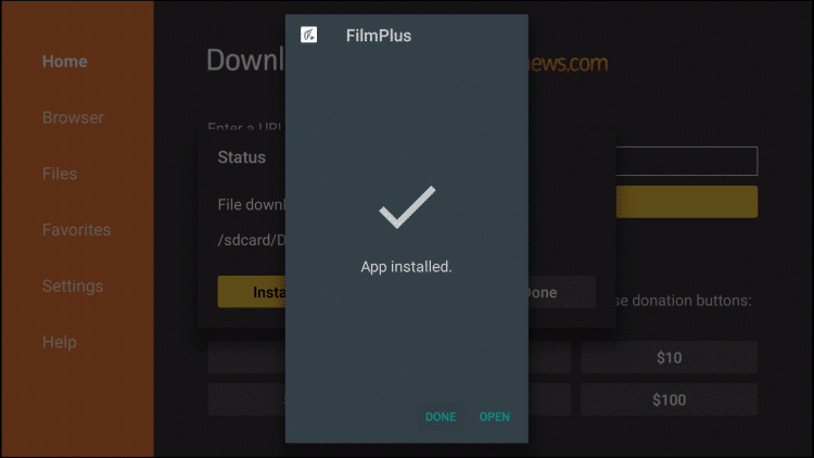 Fimplus apk installed