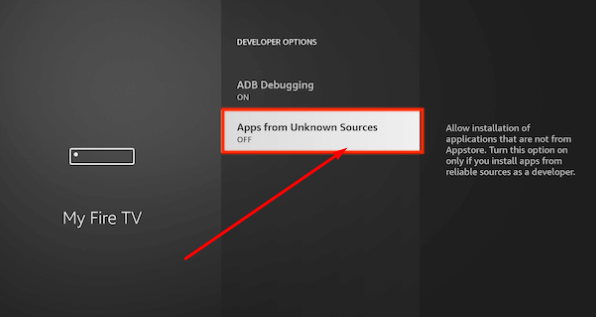 Enable Apps from Unknown Sources Option Ocean Streamz APK FireStick